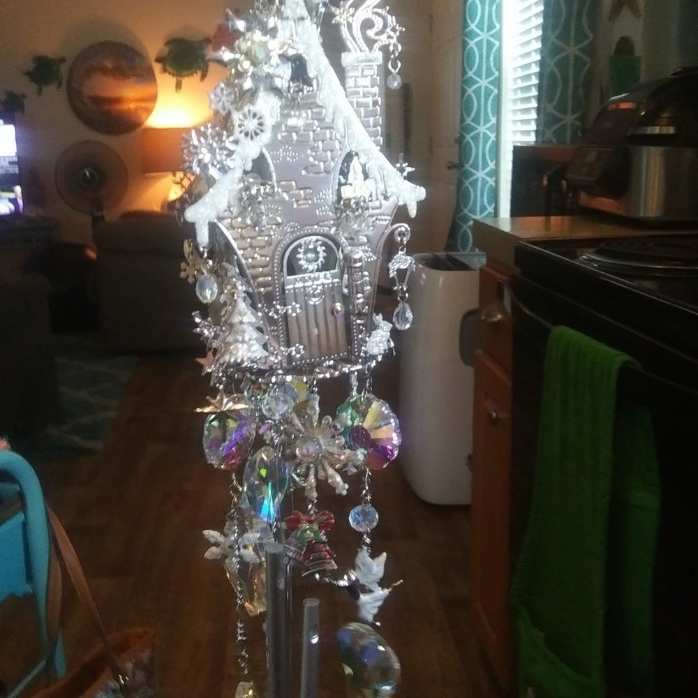 Kirk's Folly Winter Holiday Themed Windchime Fairy House